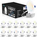 VOLISUN 5 Pack 4 inch Recessed Lighting, 5CCT LED Recessed Light with Junction Box, 2700K-5000K Selectable, 9.5W Eqv 80W, 810LM Dimmable Canless Wafer Downlight, LED Ceiling Light ETL Certificated