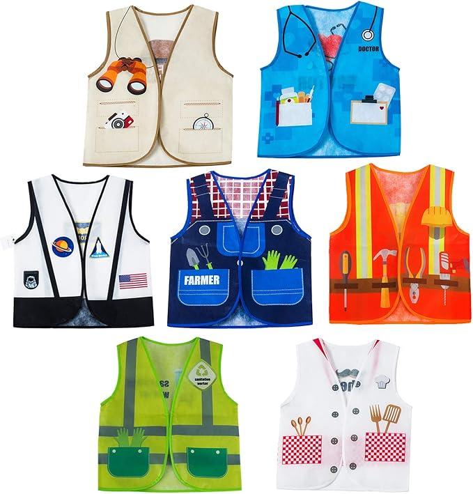 Tigerdoe Dress Up Vest - 7 Pc - Pretend Play School Set - Career Costumes - Role Play Costume - Occupation Costume