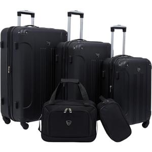 Travelers Club Chicago Hardside Expandable Spinner Luggage, Black, 5 Piece Set