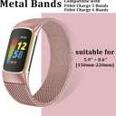 Surundo Compatible with Fitbit Charge 6/Charge 5 Bands for Wmen Men, Metal Mesh Milanese Loop Adjustable Strap Replacement for Fitbit Charge 6/Charge 5 Advanced Fitness & Health Trackers
