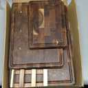 End Grain Cutting Board Set of 3 with Non-slip Feet, Reversible Acacia Wood Cutting Boards for Kitchen with Juice Grooves and Handles Non Toxic Chopping Board Butcher Block Serving Tray Kitchen Sets