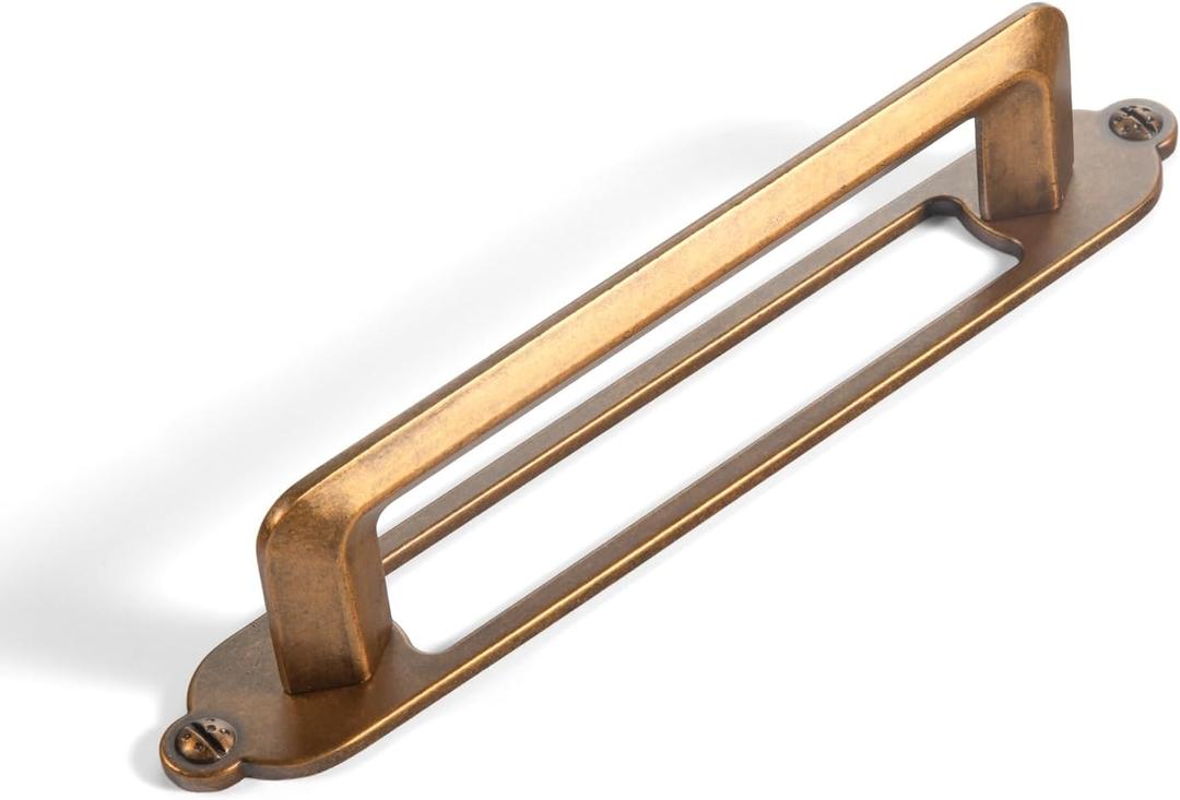 3 x Goo-Ki Antique Brass Zinc Alloy Cabinet Handle with Backplate - 5''(128mm) Hole Center Cabinet Pull Hardware for Bedroom, Kitchen, 2 Pack1013-G025