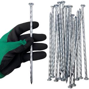 Artificial Turf Stakes Galvanized Spiral Landscape Spikes 8IN Weed Barrier Fabric Stakes for Paver Edging, Gardening Lawn Edging, Carpentry and More (55 PC)