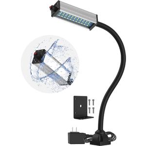 Flexible Work Light, Machine Light, Gooseneck Led Light IP66 Waterproof 800 Lumen 120 Volt 44Leds Screw Mounted Floodlights for Machine Tools Lathes and Workbenches (800 lumens + Four-Hole Fixed Base + Two-Pin Plug)