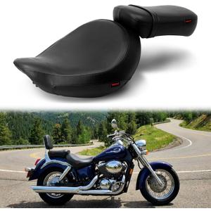 Motorcycle Driver Passenger Seat Black Without Pattern Compatible with Shadow ACE VT750 VTC750C VTC750CD 1998-2003