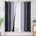 Estelar Textiler Full Room Darkening Blackout Curtains 72 Inch Length 2 Panels Set, Ombre Greyish White and Black Thermal Insulated Full Light Blocking Grommet Blackout Drapes for Bedroom, 52Wx72L