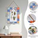Rectangle Mirror for Wall, 12"x16" Decorative Wall Mirror, Flower Blue Mosaic Mirrors, Wall Mirrors Decor with Hanging Rope for Living Room, Entryway, Bedroom, Dining, Kitchen