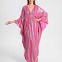 Bsubseach Kaftan Dresses for Women Sparkly Caftan Beach Cover Up, One Size (Pink)