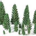 16 Pcs Model Pine Trees, 1.4-6.3 Inch Mixed Miniature Trees Diorama Supplies Fake Tree Landscape Tree for DIY Crafts, Building Model Scenery Landscape (Natural Green)