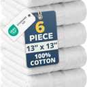 LANE LINEN 6 PC Wash Cloths Bathroom Set -100% Cotton Highly Absorbent Washcloths Bulk, Premium Spa & Hotel Quality Wash Clothes - White