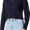The Drop Women's Marcy Ribbed Polo Top (Large, Navy)