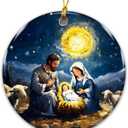 5 x Holy Family Nativity Ornament 2025  Baby Jesus, Mary & Joseph  Religious Christmas Decor  Christian Faith Ornament Gift for Family, Church, Friends, Catholic, Christian Decor