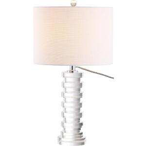 JONATHAN Y Sasha 25" Crystal Geometric Column Table Lamp, Clear