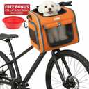 New Dog Bike Basket - Premium Dog Basket for Bike, Secure Pet Basket for Rides with Safety Strap, Dog Carrier Backpack Carrier with Dog Bowl by Luniko Shop (Orange)