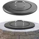 25.6 Inch Universal Fire Pit Lid Cover Round for Patio Outdoor Fire Pit Accessory, Heat Resistant Powder Coated Steel Firepit Cover with Handles for Firepit, Weatherproof for All Seasons