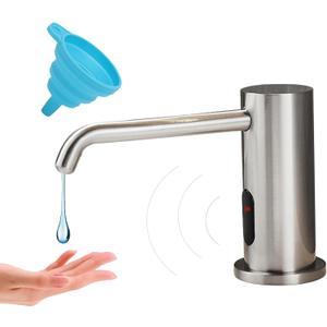 Touchless Automatic Soap Dispenser for Kitchen Bathroom Sink Built in Brushed Nickel Liquid Commercial Electric Soap Dispenser with Bottle and Pump Brushed Nickel