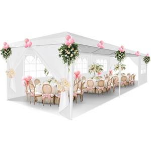 HOTEEL 10x30 Party Tent Outdoor Canopy Tent with Sidewalls Upgrade Removable, White Tents for Parties Waterproof & UV Protection for Gazebo Shelter Carpas Wedding Events BBQ