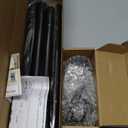 KAMANINA Black Curtain Rod 32 to 58 inch(2.6-4.8ft), 1 inch Adjustable Single Curtain Rods for Windows 28 to 48 inch, Decorative Drapery Rod with Twisted Cage Finials