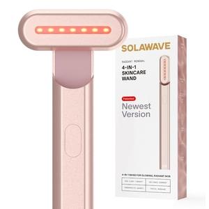 Solawave 4-in-1 Red Light Therapy Facial Wand | Anti-Aging Red Light Therapy for Face and Neck | Galvanic Microcurrent Gua Sha Facial Massager | Wrinkle Reduction | Solawave Original | Rose Gold