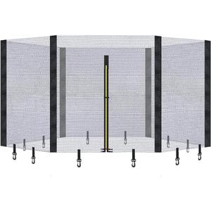 Biggun Trampoline Net - Replacement Enclosure Safety Net for Straight Poles Round Frames Trampoline, Nylon Barrier Net Parts with Double Zipper and Protection Buckles