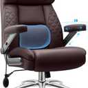 Office Desk Chair, Big and Tall Executive Office Computer Chair, Extra Wide 500LBS Heavy Duty Office Chair, High Back Ergonomic Office Gaming Chair with Adjustable Lumbar Support & 5D Flip Arms (Coffee)
