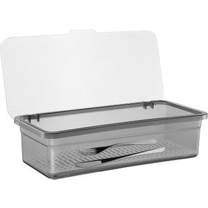 Cabilock Flatware Tray with Lid, Kitchen Cutlery Tray and Utensil Drawer Organizer, Silverware Countertop Storage Container with Cover 10 * 2.8 * 3.9 inches (1pcs)