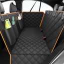 Dog Car Seat Cover for Back Seat,100% Waterproof Scratch Proof Nonslip Seat Cover,600D Heavy Duty Scratch Proof Nonslip Durable Soft Dog Hammock for Car(Orange)