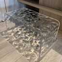 Acrylic C Table for Couch, Multipurpose C Shape Side Table Clear Acrylic Couch Table for Bedroom, Living Room and Patio | 11.8 * 11.8 * 25.6IN (Big Ripple)