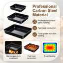 3 Pack Deep Baking Pan Set, 9/11/13 Inch Nonstick Roasting Pan, Rectangle Cake Pans, Heavy Duty Thickness Bakeware Roasting Tray, for Toaster Oven, Thanksgiving Christmas Roast Turkey(Black)