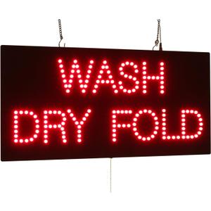 Wash Dry Fold Sign, 24"x12", 60x30cm, TOPKING, LED, Neon, Florescent, Signage, Signboard, Display, Billboard, Screen, Grand Opening, Gift