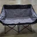 REALEAD Double Camping Chair - Oversized Camping Loveseat for Adults Two Person Support 650 lbs - Heavy Duty Folding Camp Chair with Cooler Bags for Outdoor Sports Beach (Grey)