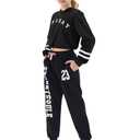 LOLANTA Spring Outfits for Girls 2 Piece Long Sleeve Cropped Hoodie Sweatshirt And Sweatpants Set (Blue, 8-10)