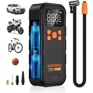 Tire Inflator Portable Air Compressor, 150PSI Cordless Air Pump for Car Tires, 3X Faster Air inflator Tire Pump with Digital Pressure Gauge and Emergency LED Light for Motorcycle Bike Ball Car (Black)