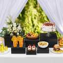 Wooden Display Risers,6PCS Jewelry and Accessories Risers for Jewelry Figurine 5in to 10in For Buffet Party Rustic Wood Cake & Cupcake Stands& Decor (Black, 5IN to 10IN)