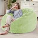 Bean Bag Cover (No Filler), Soft Faux Fur Stuffed Animal Bean Bag Storage, Fluffy Plush Bean Bag Chair Cover Washable, Comfy Bean Bag Covers for Adults Kids Teens, 38"x40" Light Green