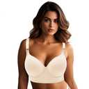 Geibiu Push up Bras for Women Deep Cup Bra Hides Back Fat Full Back Coverage Bra Plus Size (Nude 36D)