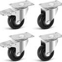 W B D WEIBIDA 3 Inch Caster Wheels, Casters Set of 4, Heavy Duty Casters with 2 Brake 1000 Lbs, Locking Industrial Swivel Top Plate Casters Wheels for Furniture and Workbench Cart(2 Brake 2 Swivel)