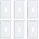 6-Pack Single Toggle Light Switch Cover Plate, Durable Natural Bamboo Fiber Decorative Switch Plate Covers, Pure White 1 Gang Wall Plate, Corrosion Resistant