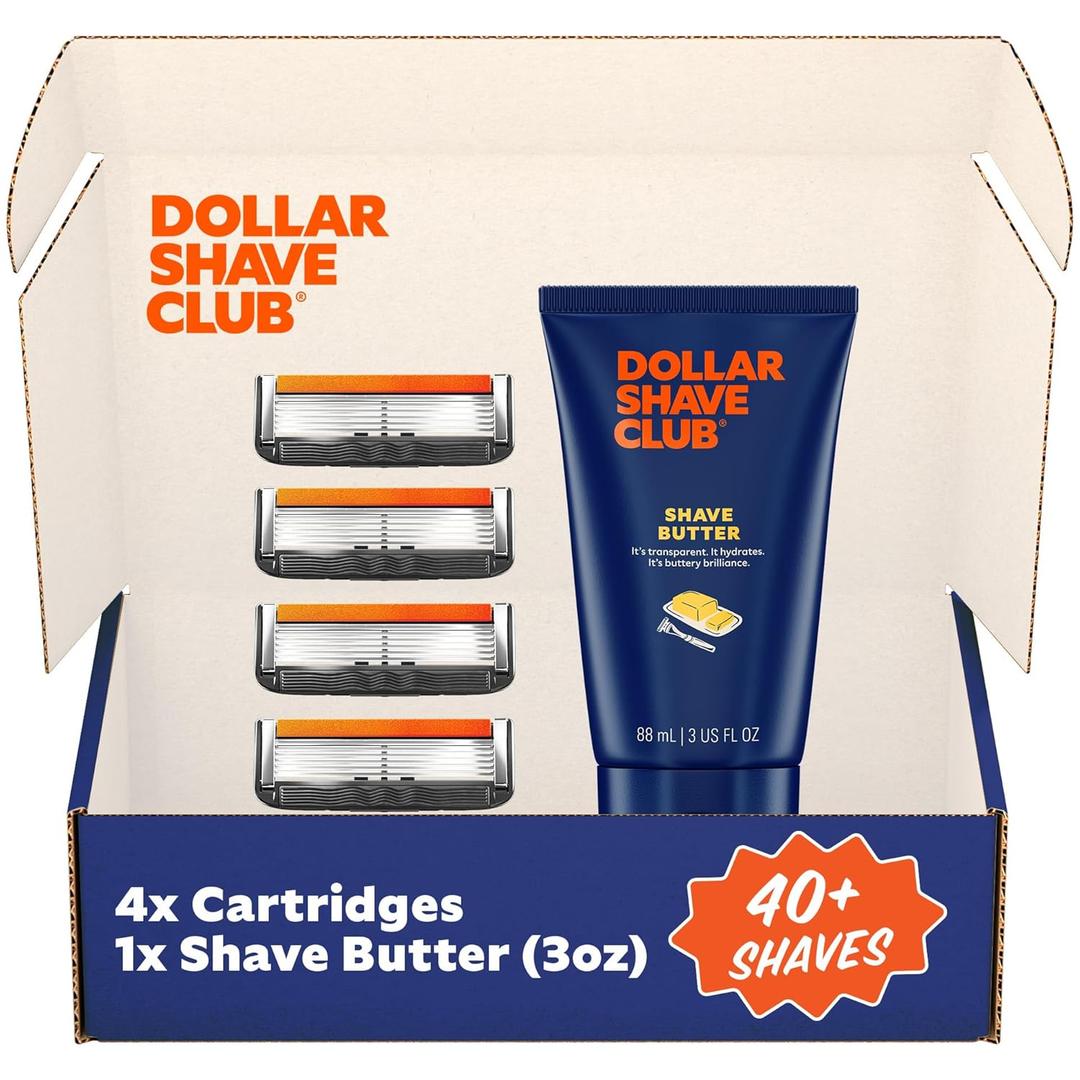 Dollar Shave Club | 6 Blade Razor Refills (4 Pack) and Shave Butter 3 ounce | 6 Stainless Steel Blades for a Close & Comfortable Shave | Razors for Men