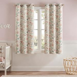 jinchan Nursery Curtains 95% Blackout Pink 63 Inch Long Floral Curtains for Girls Room, Farmhouse Drapes for Living Room Bedroom Darkening Window Treatment Grommet Top, Set of 2 Panels