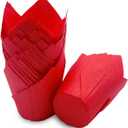 Standard Tulip Baking Cups, Unbleached Greaseproof Muffin Cupcake Liners, 50-count (Red)