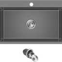 MENATT 28-inch Drop in Kitchen Sink, SUS304 Stainless Steel Single Faucet Hole Single Bowl Topmount Kitchen Sinks (Black), D28" x W18" x H9"