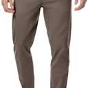 JMIERR Men's Stretch Chino Pants Business Casual Elastic Waist Travel Essentials Pant Slim Fit Tapered Cotton Twill Work Athletic Golf Dress Trousers, XL, Greyish Brown