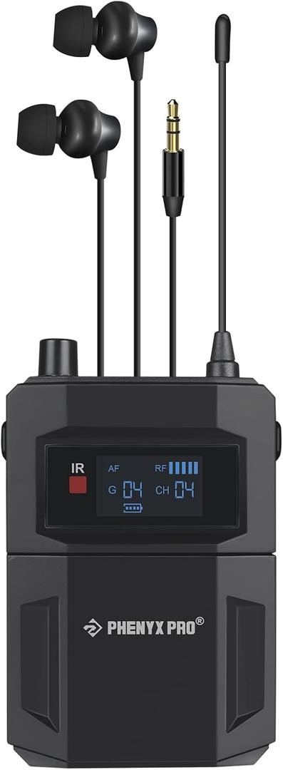 Phenyx Pro PTM-11/PTM-22 Mono Wireless in Ear Monitor System Bodypack Receiver, Performance with Adjustable Frequencies