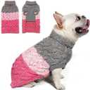 KYEESE Dog Sweater Color Block with Fuzzy Thread Knitted Turtleneck Pet Knitwear with dots in a Variety of Colors for Small Dogs Fall Winter Dogs Clothes, Pink, M (Medium (10-17lbs))