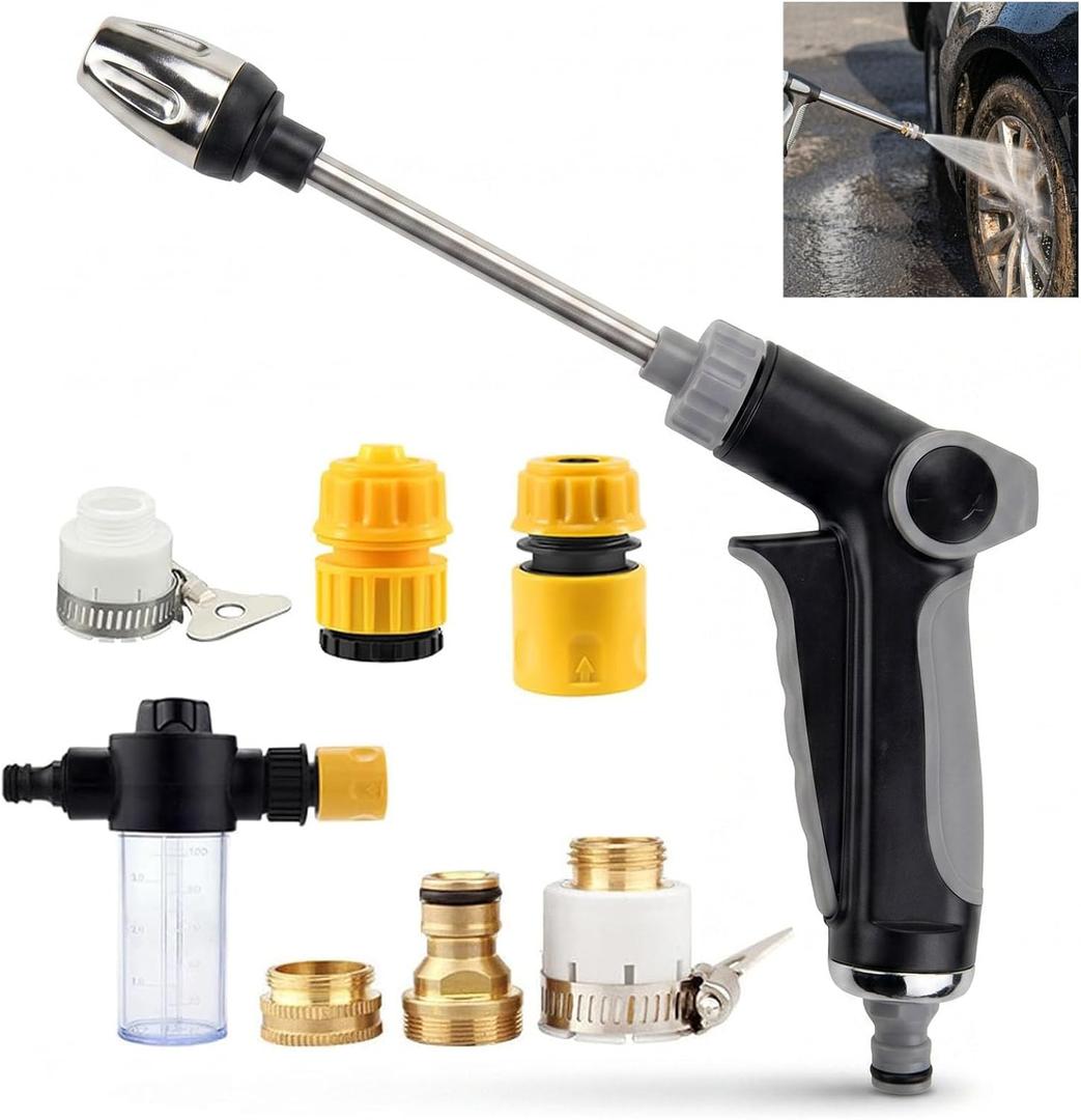 Aquoxis Pressure Washer, 2026 New Heavy Duty Hose Nozzle, 15X High Pressure, 360 Rotating with 3 Spray Modes, Universal 1/2" Hose, Tool-Free Install for Car Patio Garden Outdoor Cleaning
