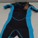 Hevto Kids Shorty Wetsuits Boys Girls Toddler Size 4T Year 2mm Neoprene Wet Suit Front Zip for Surfing Swimming SUP (K1S-Blue, 4)
