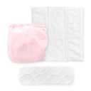 Amazing Baby Hybrid Cloth Diaper Cover/Swim Diaper, Small, Sz 2 (8-15 lbs), Use Boosties Disposable or Reusable Inserts, Pastel Pink, SmartNappy Set: Cover + Tri-Fold + Booster Pad