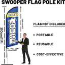 Premium 11FT Feather Flag Pole Kit, Rustproof Stainless Ground Stake & Aluminum Pole, Fits 8FT Swooper Flags for Outdoor Events and Business Displays