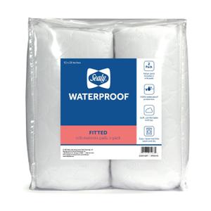Sealy Baby 2-PACK Fitted Waterproof Infant Crib Mattress Protector Pad and Toddler Bed Cover, Durable and Comfortable Topper, Machine Washable and Dryer Friendly, 52 x 28- White